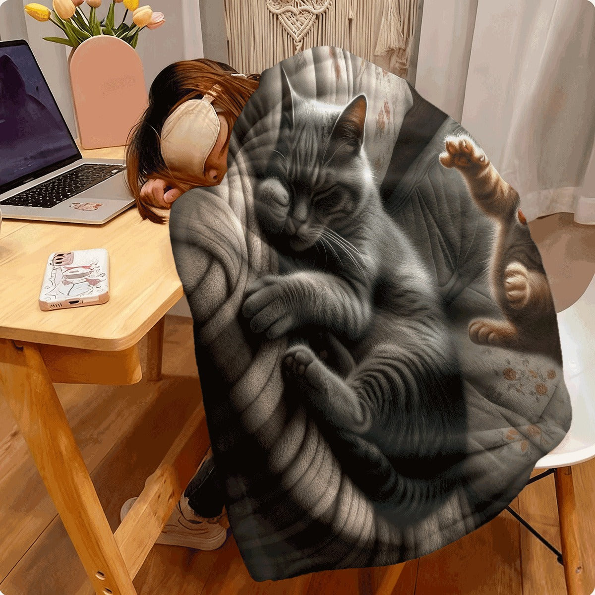 1pc Soft Cozy Cat Blanket Suitable for Seasons Contemporary Spread with Kitten Warm for Sofa Or Bed Multi-Flannel Spread for And Adults Ready Comforter