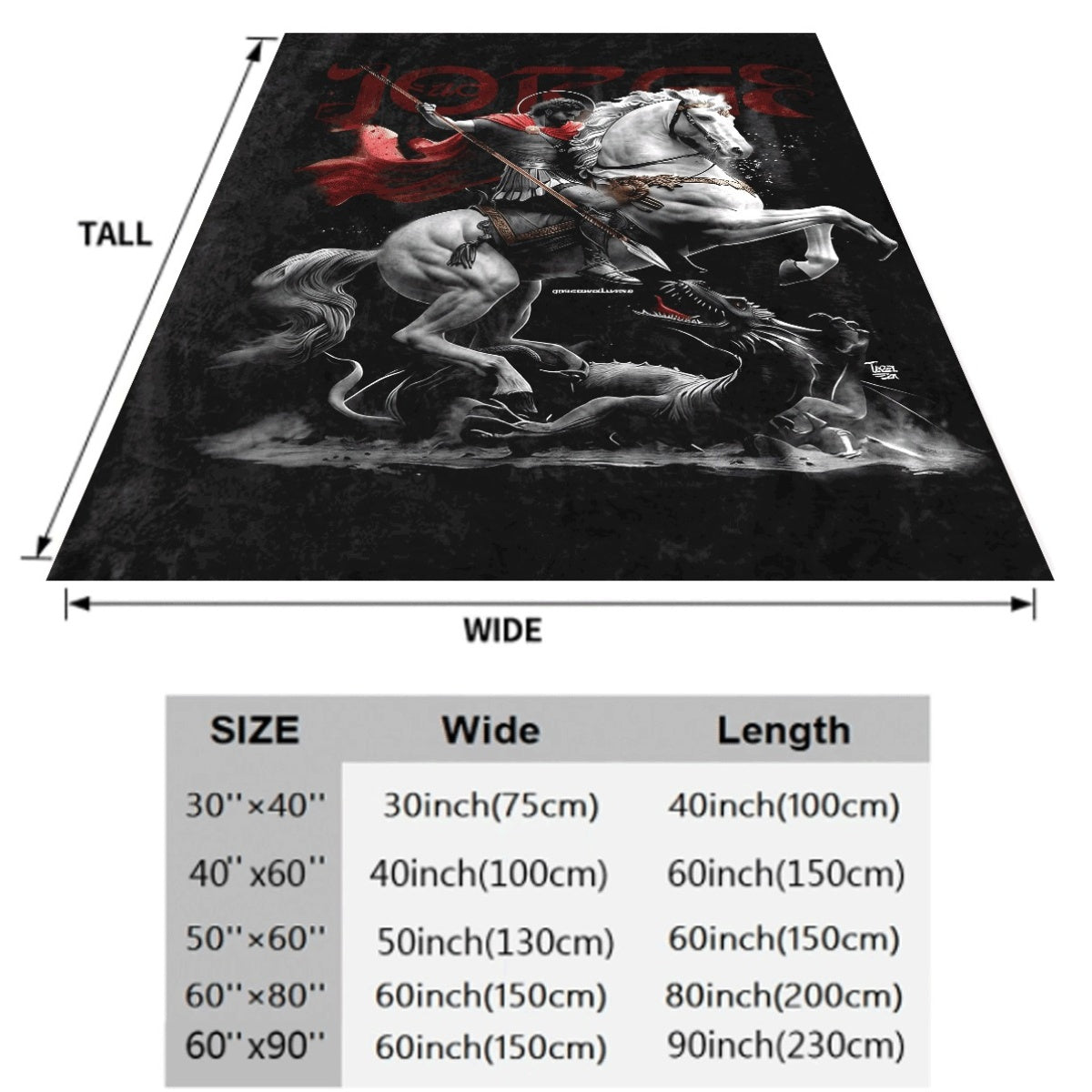 1pc St. George Versus Dragon Design Fleece Throw Blanket, Suitable for All Seasons, Reversible, Cozy And Warm, Long-Lasting, No Shedding, Modern Style, for Home And Office Use, Made from 200-250G Fabric, Featuring a Cartoon Theme