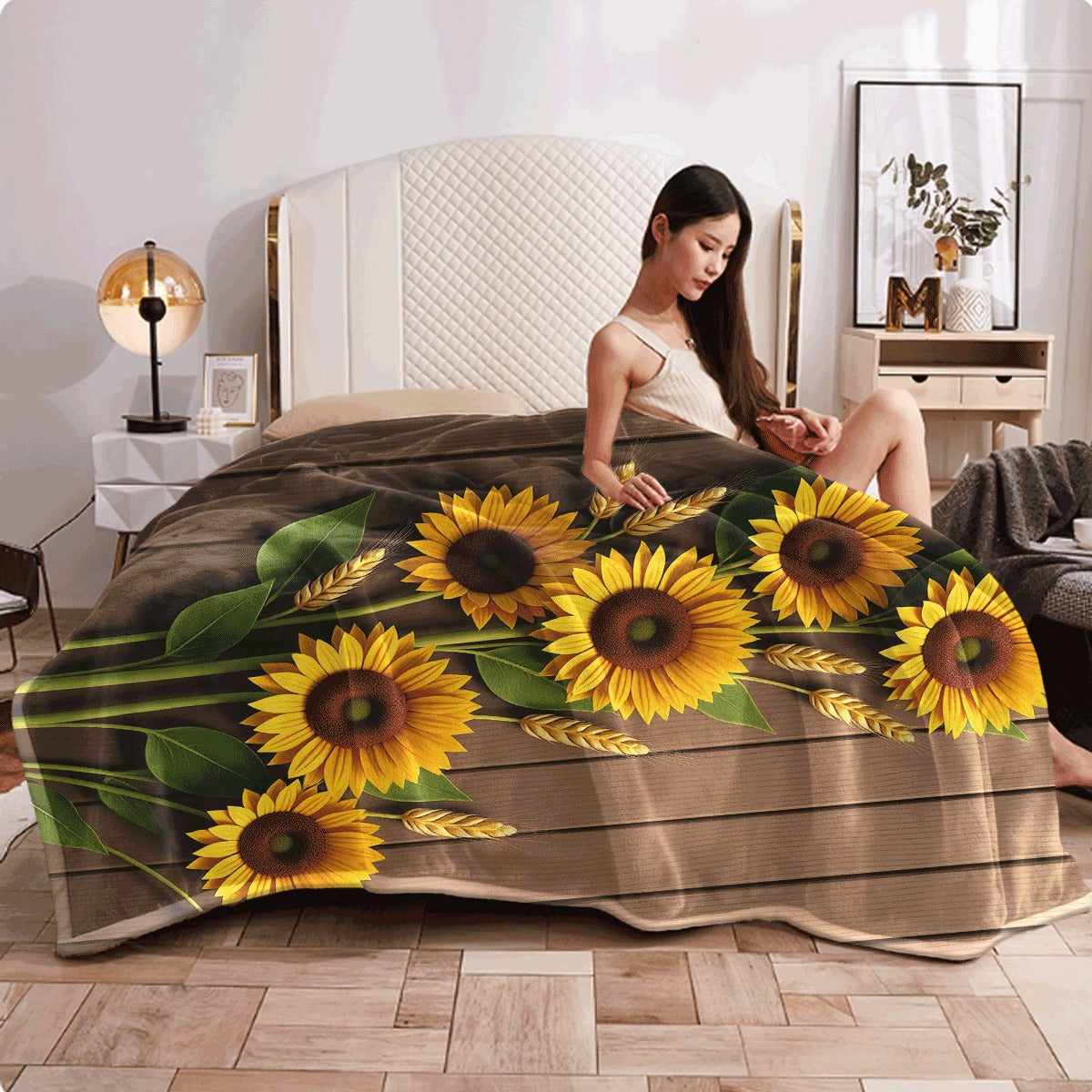 1pc A Cozy Sunflower-Themed Fleece Blanket with Soft, High-Definition Digital Printing, Perfect As a Gift for Family And Friends in Any Season A Cooling Blanket Suitable for Year-Round Use! Made Fro