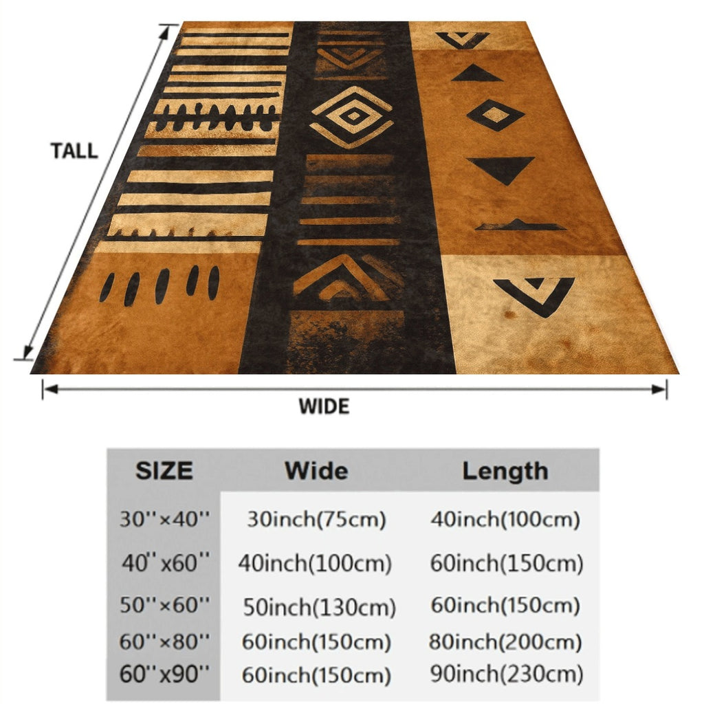 1pc a Blanket Printed on One Side, Inspired by an African Tribe, Showcasing Geometric Designs in Black, Brown, And Beige. Ideal for Camping, Home Use, Dormitories, And Travel, It Is Soft And Warm for Every Season
