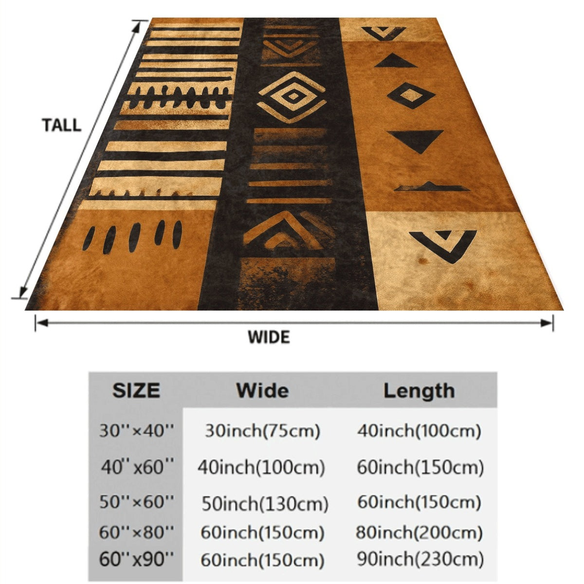 1pc a Blanket Printed on One Side, Inspired by an African Tribe, Showcasing Geometric Designs in Black, Brown, And Beige. Ideal for Camping, Home Use, Dormitories, And Travel, It Is Soft And Warm for Every Season
