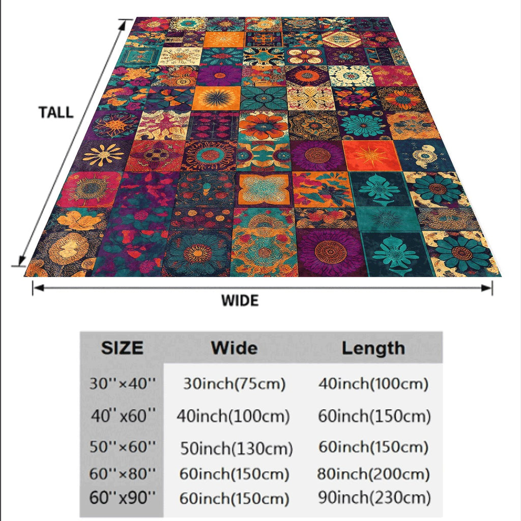 1pc of Ultra-Soft Bohemian Vintage Floral Print Flannel Throw Blanket Cozy Twin Size Blanket Suitable for Bed, Couch, Chair, Office, And Camping Perfect Gift for All Seasons And Holidays