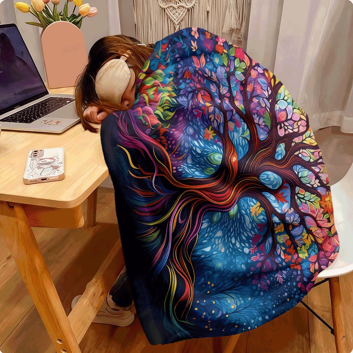 1pc Beautiful Tree of Life Blanket Soft Comfortable All-Year-Warm Sofa Camping Travel Machine Washable Polyester Multipurpose Gift for Teens Adults