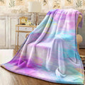 1pc Vibrant Rainbow Gradient Flannel Throw Blanket Soft Cozy and Warm with Blue & Purple Swirl Design Lightweight All-Season Comfort for Sofa or Office Perfect Gift for Friends & Fami