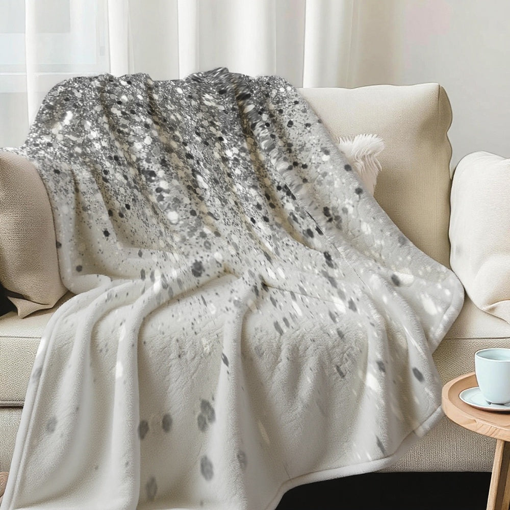 1pc Silvery Starlight Pattern Blanket, Modern Minimalist Design, Soft Plush Surface, Lightweight and Durable Flannel Material, Available in Multiple Sizes, Perfect for Holiday Gatherings, Living Room Lounging, Bedroom Warmth, Study Reading, and Daily
