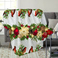 1pc Christmas Red Bird and Wreath Pattern Flannel Blanket, Soft, Comfortable, and Warm, with a White Base and Festive Design. A Four-season Universal Sofa Throw and Warm Cover Blanket, Available in Multiple Sizes. Suitable for Living Room Sofas