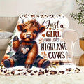 1pc a Cozy, Contemporary Flannel Blanket Featuring an Adorable Highland Cow Design. It'S Stylish, Soft, And Warm, Making It a Versatile Gift for Any Season. Perfect for Use on a Sofa, Bed, at The Office, Or While Traveling
