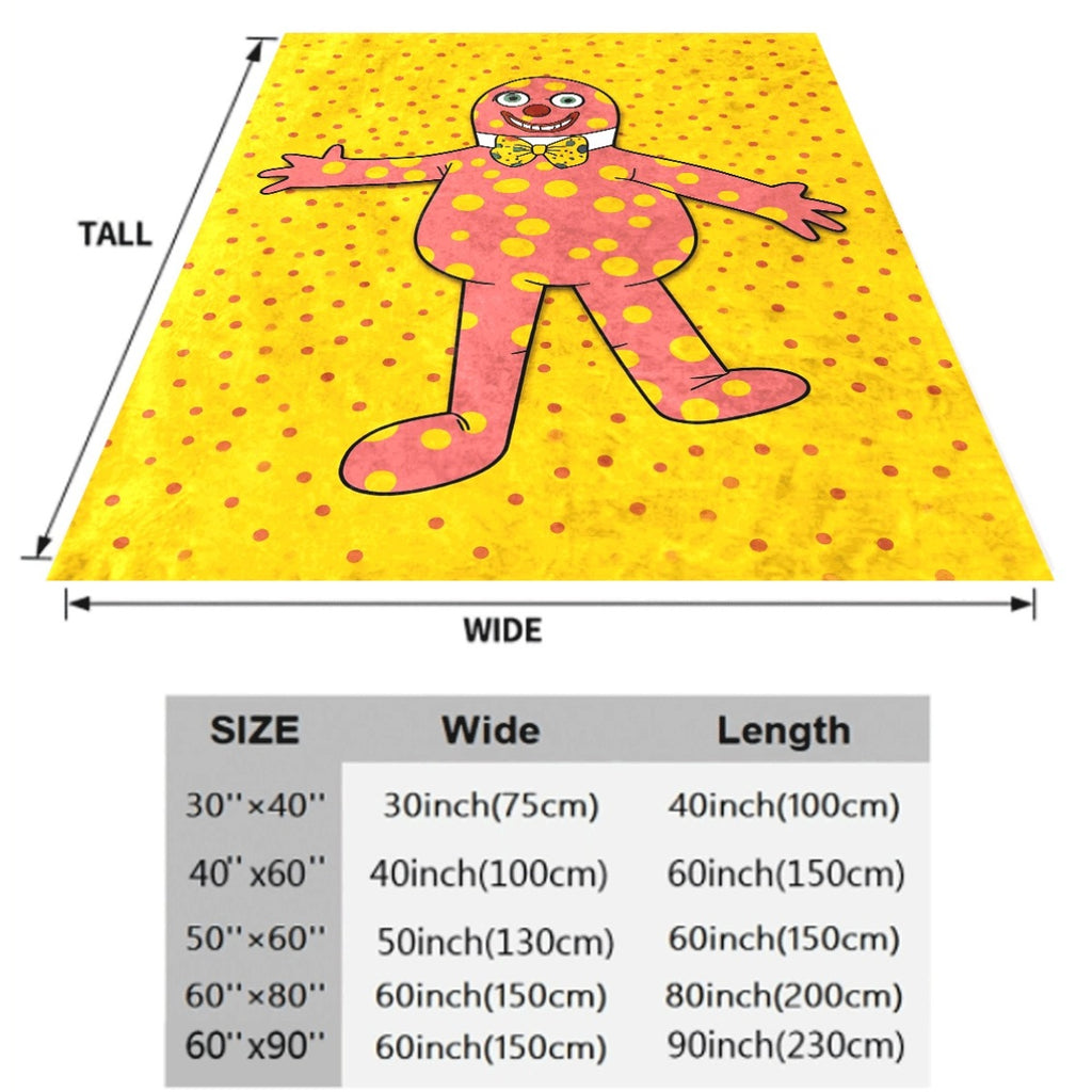 1pc 1pc 230GSM Fashion Mr Blobby High-Definition Pattern Flannel Blanket, an Exclusive Soft And Cute Must-Have for Fans! Suitable for All Seasons, Perfect for Sofa Lounging, Bedroom, Dining, Office