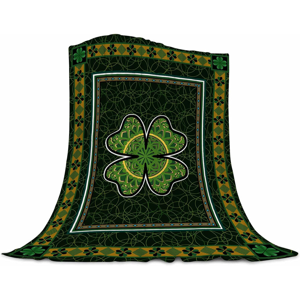 Cozy And Soft St. Patrick'S Day Throw Blanket Featuring Lucky Shamrocks And Clovers, Perfect for Your Couch, Sofa, Chair, Or. Fuzzy Flannel Travel Blanket for Home Holiday Decoration, Measuring 50X60 Inches