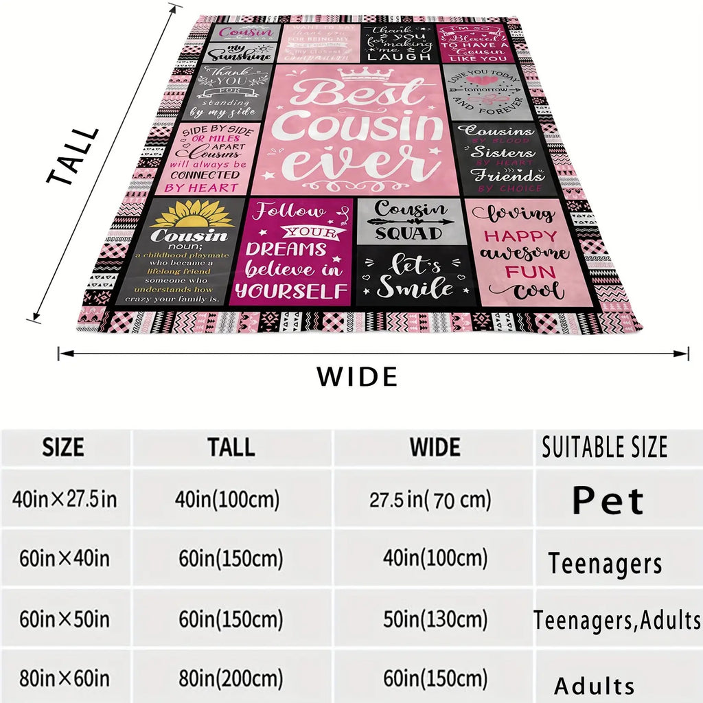 [Women's Blanket] 1pc Cousin Gift Women's Soft Flannel Blanket- Gifts for Female Cousin- Cousin Birthday Gift Ideas, Thoughtful Present, Sentimental Keepsake, Cozy Aesthetic, Stylish Blanket, Durable Blanket, Highquality Flannel, Warm Blanket