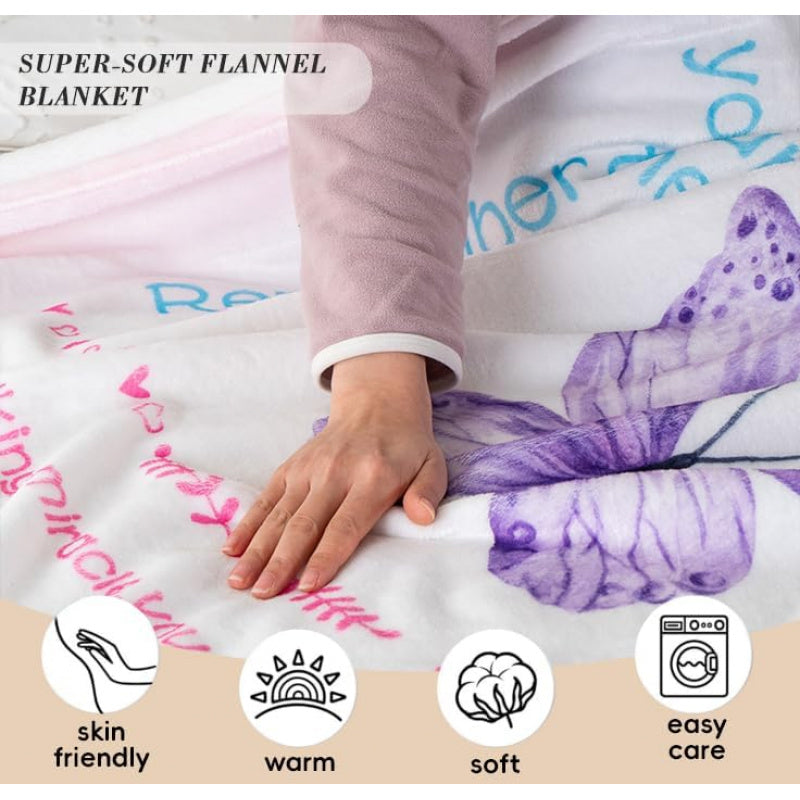 Battilo Throw Blankets Anniversary Birthday Gift for Mom from Daughter Son, I Love You Mom Blanket, Super Soft Flannel Throw Blankets for Bed Couch, 50x60