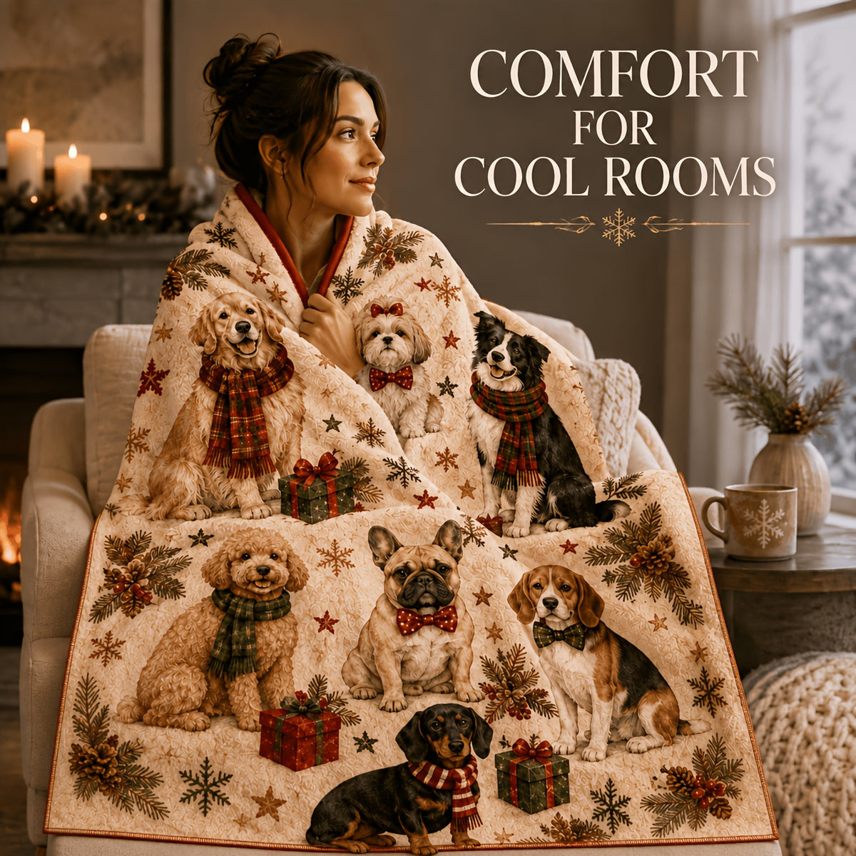 Blanket, Christmas Cute Dog Squad Flannel Blanket Autumn and Winter Warm Living Room Sofa Blanket Bedroom Blanket Lunch Break Air Conditioning Blanket