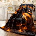 1pc Bohemian Style Dragon Print Flannel Throw Blanket All-Season Soft Cozy Quilted Throw for Sofa & Room Multipurpose Digital HD Printed Anime Theme Polyester Blanket with Fire Dragon Design
