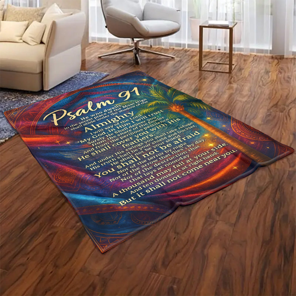 1pc Psalm 91 Scripture Blanket- Hebrew Bible Religious Shawl with Psalm 91 Scripture, Soft Flannel Suitable for All Seasons, Suitable for, Sofa and Prayer, Gift, Psalm 91 Book