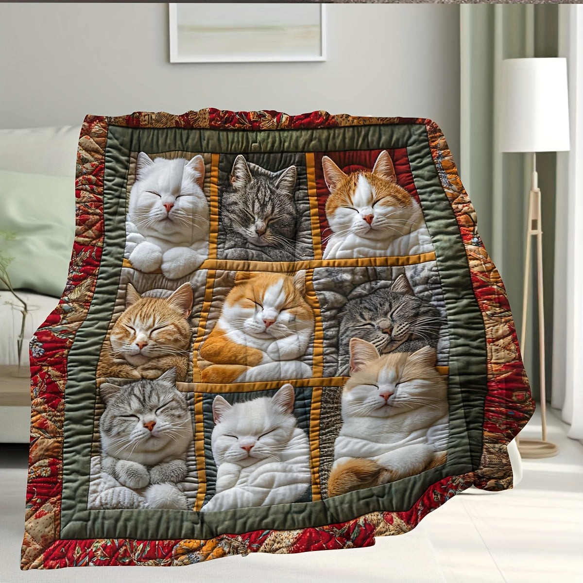 1pc Cat Pattern Printed Blanket, Cozy and Cute Throw Blanket, Super Warm, Soft, and Comfortable Flannel Blanket, Multiple Sizes Available, Suitable for Living Room, Bedroom, Sofa, and Bedside