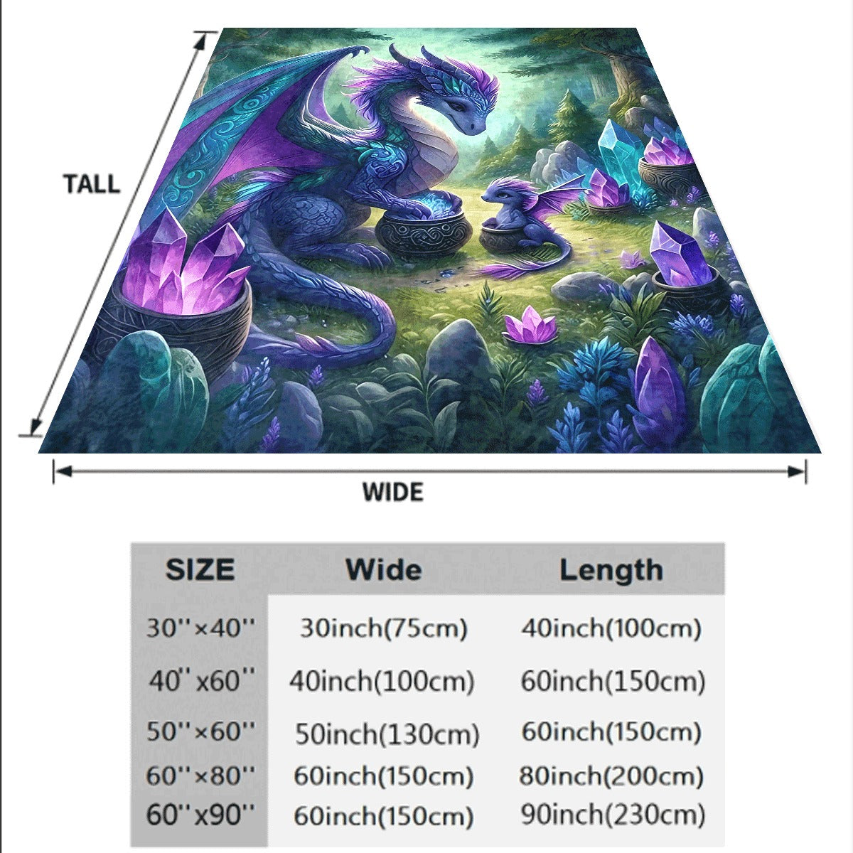 A Single Piece of Flannel Blanket Featuring a Dragon And Youngling Forest Scene, Made of Soft And Warm Polyester, Suitable for Use on a Sofa, in The Office, While Camping