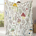 Cozy Mushroom Pattern Flannel Throw Blanket- Soft, Warm& Lightweight for Couch,, Travel, and Office Use- Perfect Gift Idea