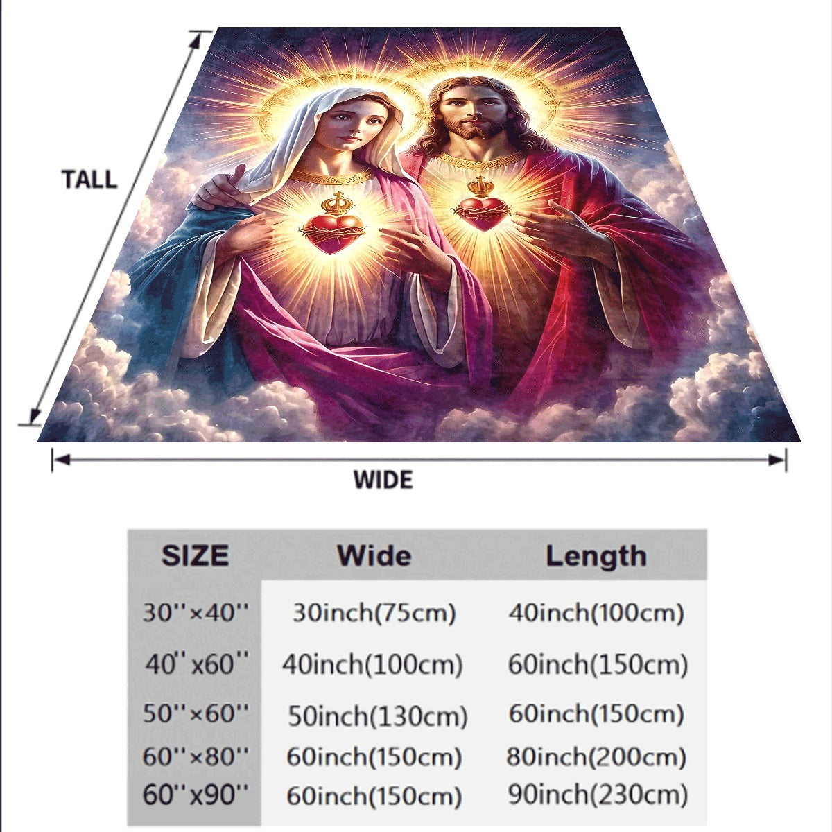 1pc Digital Print Flannel Fleece Blanket And Sacred Heart Design Soft, Warm, And Versatile for Couch, Travel, Or Gift Machine Washable, All-Season Comfort, Mixed Colors, Couch Th