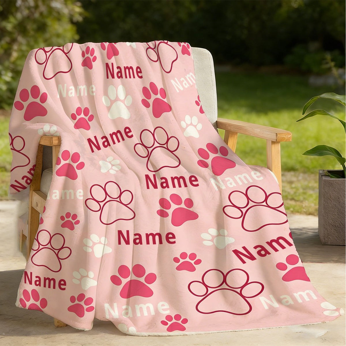 Personalized Custom Name Blanket, Dog Paw Flannel Blanket, Plush Blanket Gift for Outdoor Enthusiasts, All-Season Gift Blanket Suitable for Home and Travel, Comfortable Personalized Blanket, Holiday Gift for Family and Friends