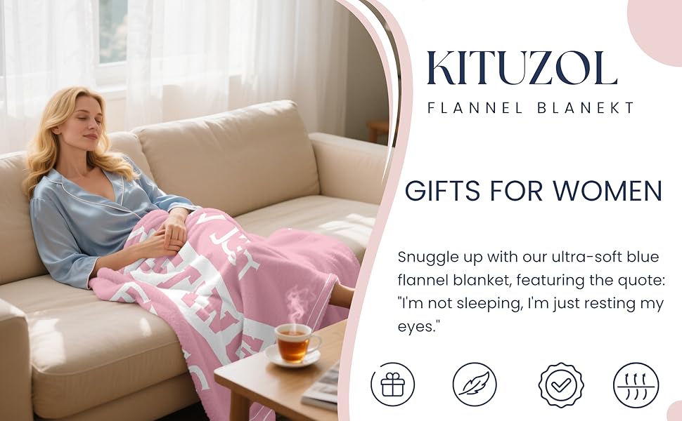 Kituzol Presents Birthday Gifts for Women, Including a Special Gift for Moms, Perfect for Anniversaries Or Retirement. This Pink Blanket, Measuring 60X50 Inches, Features The Phrase 'I'M Not Sleeping, I'M Just Resting My Eyes.'