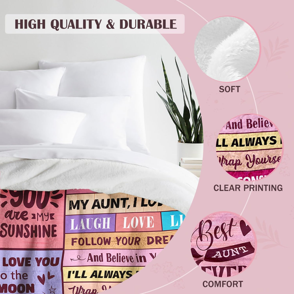 Aunt Gifts- Gifts for Aunt from Niece Nephew- Best Aunts Ever Gift- Great Aunts Gifts- Auntie Gift for Women- Christmas Valentines Day& Mothers Day Birthday- to My Aunt's Blanket 60x80