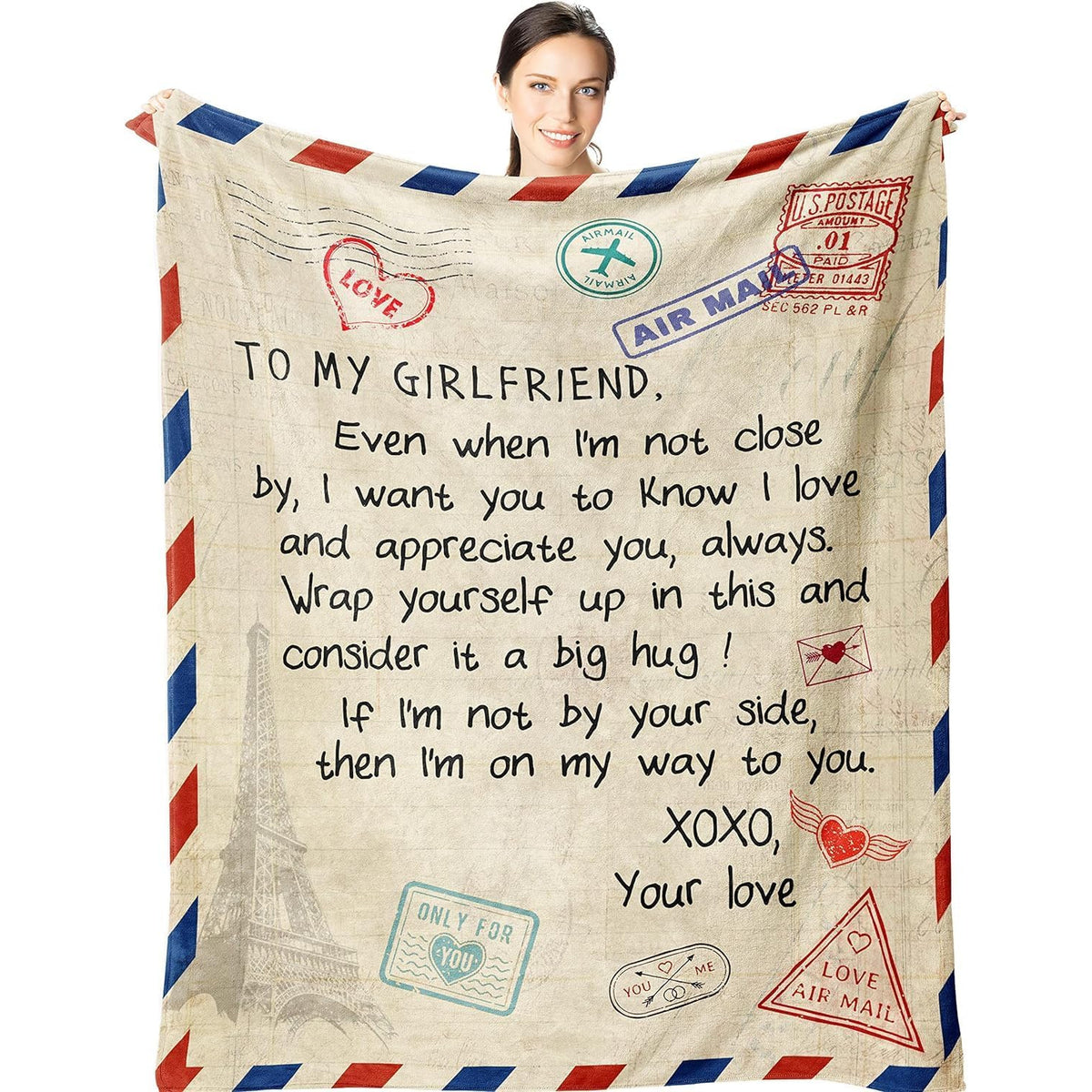 Gifts for Girlfriend 80x60 Blanket- Birthday Gift from Boyfriend- Romantic Gifts for Her- Girlfriend Valentine's Day Anniversary Presents- GF Birthday Graduation Gift Ideas