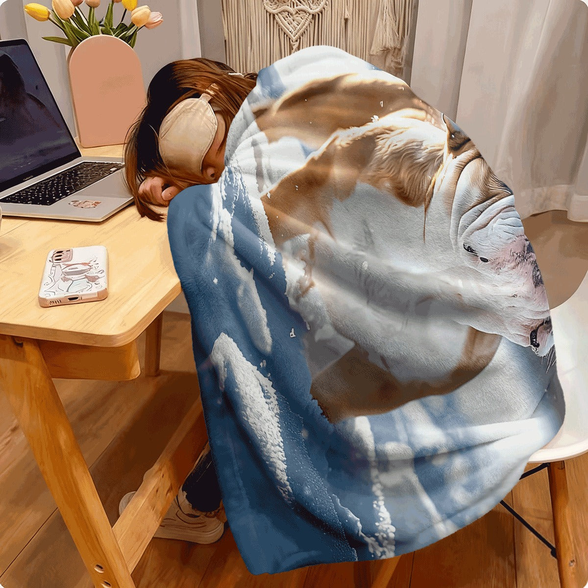 1pc Soft Cozy Blanket Cute English Bulldog in Snow Photo All-Season Pet Lover Home Decor Perfect Gift for Dog Owners Living Room Room Office Throw AH812BYE3436 Dog Blanket Roo