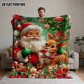 2D Flat Printing Christmas Multi-Functional Blanket with Cute Santa, Reindeer, And Candy Bar Design. Made of 100% Polyester Fiber, Perfect for Thanksgiving Gifts. Ideal for Parties, Karaoke, Sofas, And Pets