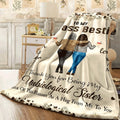 1pc Best Friend Gift Badass Bestie Message Blanket with BFF Quotes Ultra-Soft Quilted Flannel Throw for All-Season Cozy Spread for Home Travel Camping & Pets Natural Wood Tone & Female Ico
