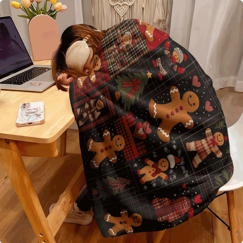 1pc Gingerbread for Man Print Flannel Blanket Soft Brushed Spread Suitable for & Sofa Cozy Contemporary Spread with Cute Gingerbread People Year-Round Warmth Ideal Gift for & (Multicol