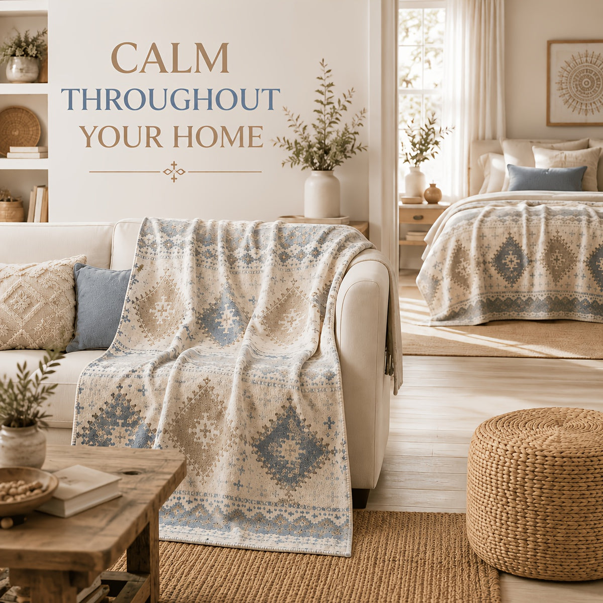 Blanket, Sandy Blue Rhombus Bohemian Flannel Blanket Autumn And Winter Warm Living Room Sofa Blanket Bedroom Blanket Lunch Break Air Conditioner Blanket