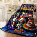 [Unique Gift for Halloween] 1pc Killer Clowns from Outer Space Flannel Blanket 230GSM Soft Warm All-Season Throw with Vibrant Cartoon Clown Design Perfect for Car Camping Dorm Sofa & Use Unique Gift for Hallowee