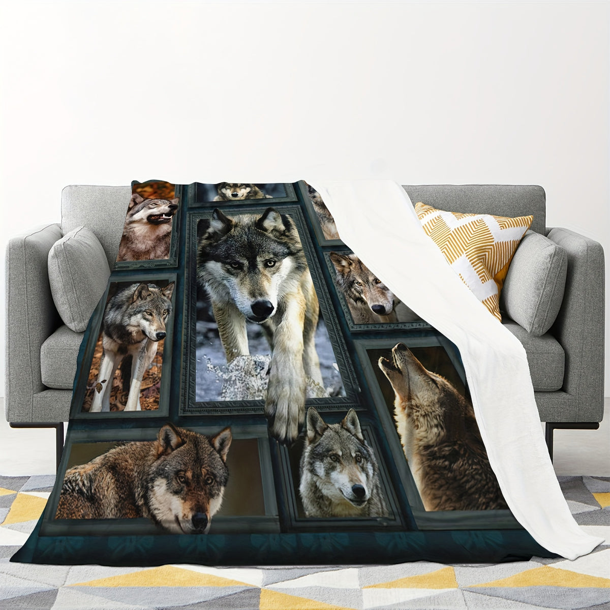 1pc Wolf Blanket Flannel 3D Printing Blanket Adult Flannel Blanket Chair Sofa Bedroom Blanket Room Decor