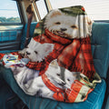 1pc Christmas Dog And Pine Tree Gift Box Pattern Flannel Large Blanket, Red And Green Main Colors Design, Multi-Size Full-Body Blanket, Christmas Winter Decor, Durable Plush, All-Season Use, Suitable for Reading Time, Bedroom Bed End Decoration