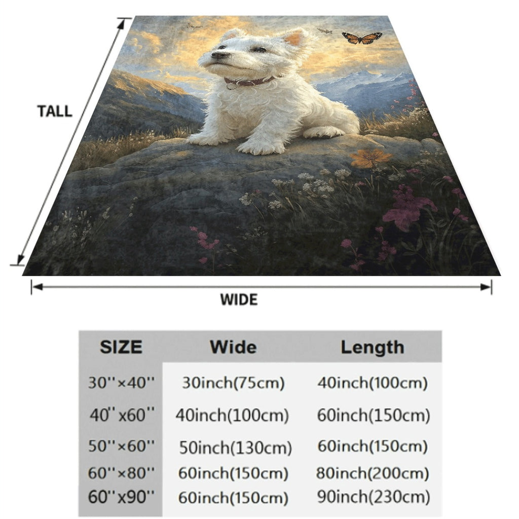 1pc West Highland Terrier Dog Blanket Westie Themed Soft Warm Throw for All-Season Cozy for Dorm Camping Travel Pet Lover Gift Throw Or Throw West Highland White Terrier Design
