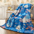 One Cute Axolotl-Themed Flannel Blanket in Blue, Featuring Adorable Axolotls And Coral. This Soft Throw Is Made from Cozy Fabric Suitable for Any Season, Ideal for Animal Enthusiasts