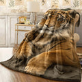 1pc Ultra-Soft Tiger Print Flannel Throw Blanket Versatile Warm Cozy for Couch Office Camping All-Season Gift Idea