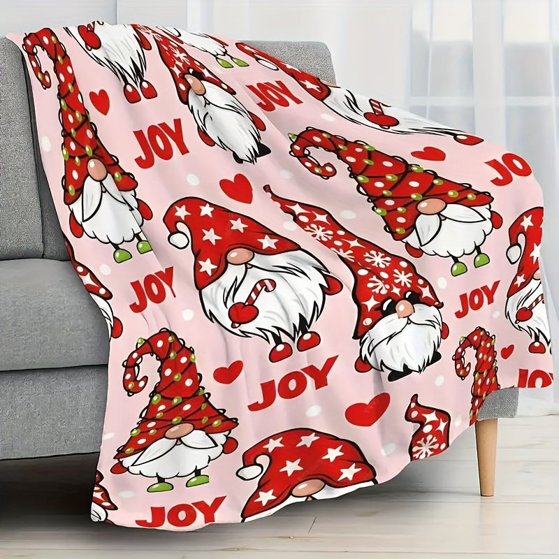 1 Christmas Elf Pattern Blanket, Red Printed Design, Full-body Throw Blanket, Soft Flannel Plush Surface, Lightweight and Durable, Multiple Sizes Available, Suitable for Holiday Decoration, Living Room Leisure, Bedroom Warmth, and Sofa Cover