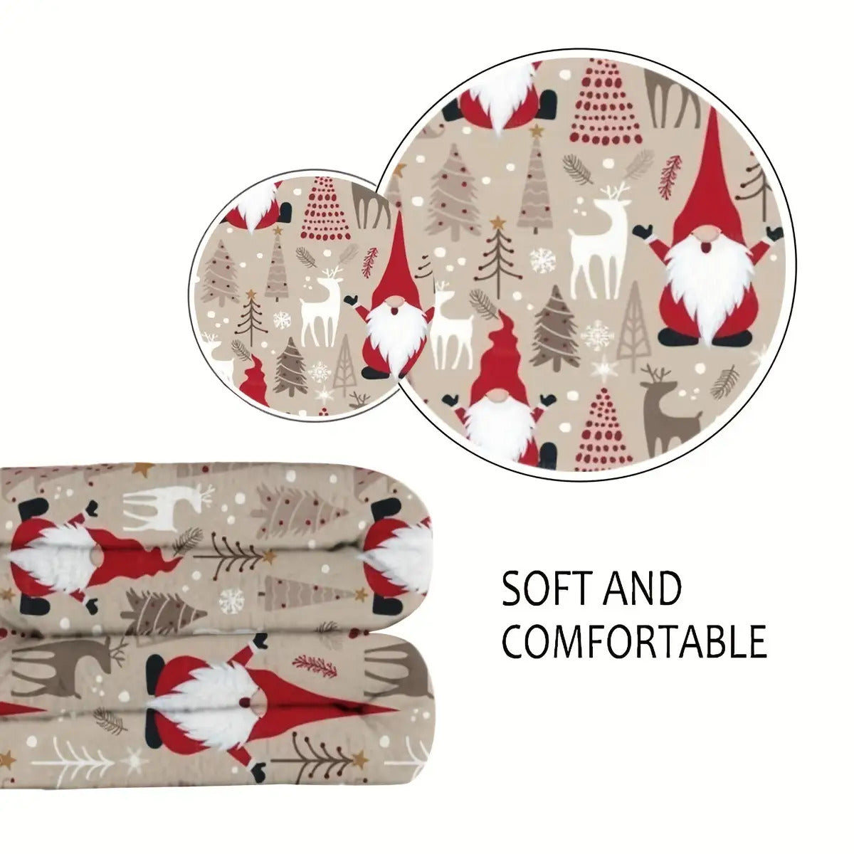Christmas Holiday Throw Blanket - Traditional Style Flannel Fleece, Digital Print with Santa and Reindeer Motif, All-Season Cozy Multipurpose Polyester Throw, Soft Touch, 200-250gsm Weight, Ideal for Festive Decor& Gifting