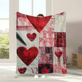 Vintage Style Valentine'S Day Flannel Shawl Blanket | Soft and Warm, Reversible, Plaid Heart Pattern, Suitable for Sofa,, Car, Office, Camping - All-Season Gift