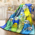 1pc Retro Parrot Collection Flannel Throw Blanket Soft Warm All-Season Couch Spread Machine Washable Polyester Blanket with Vintage Bird Patterns (Budgies Roosteratiels Lovebirds) for Home