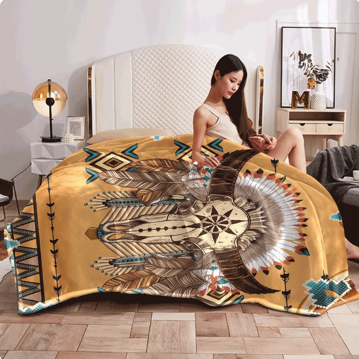 1pc A Sheep Head  Printed Blanket, Suitable for All Seasons, Perfect As a Gift Blanket for a Camper