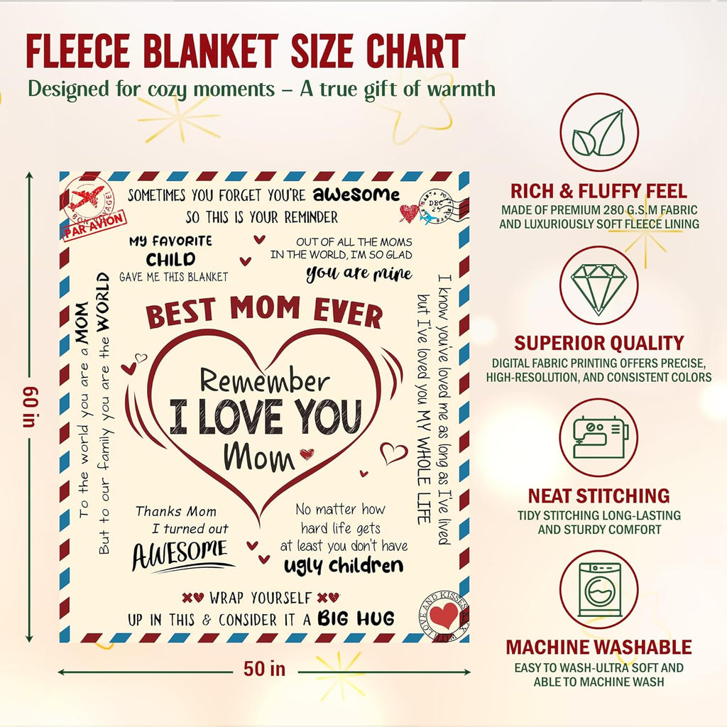 GEEMBI Christmas Birthday Gifts for Mom- Super Soft Flannel Throw Blanket for Couch 50x60 In- Mom Birthday Gifts from Daughter Son, Birthday Gift for Mother in Law, Mama Gift Ideas