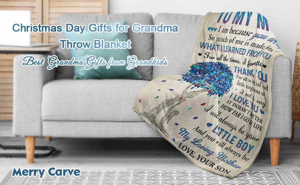 Gifts for Mom from Son, Romantic Birthday Gifts from Son to My Mom Flannel Blanket for Mama from Son Mother Day Birthday Presents for Mom Soft Throw Blanket 60 X 50