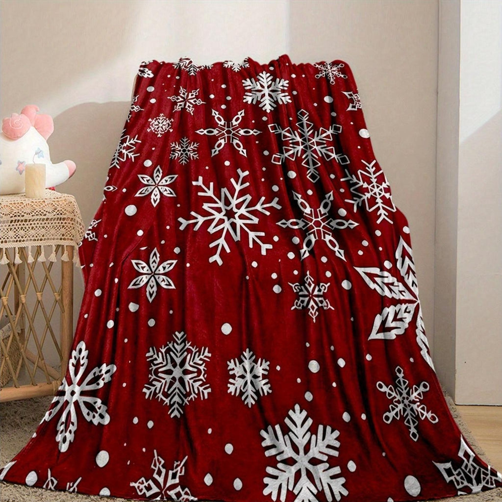 Cozy And Soft Christmas Blanket Featuring Snowflakes, Lightweight Yet Warm, Suitable for All Seasons, Perfect for Beds And Sofas, Weighing 280Gsm