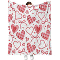 Valentines Day Throw Blanket Pink White Plaid Heart Bow Soft Cozy Flannel Blanket Romantic Valentine's Gift for Her Wife Mom Women Valentine Blankets for Couch Bed Sofa Decor, 50W X 15.85gal