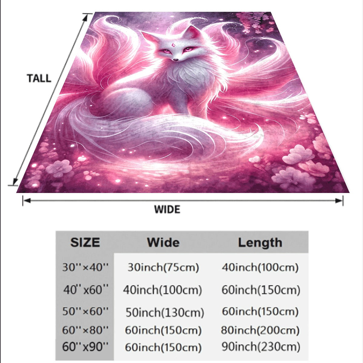 1pc Charming Nine-Tailed Fox Flannel Throw Blanket Soft Lightweight And Allergy-Friendly for Couch Camping And Travel Perfect Gift for Friends And Family