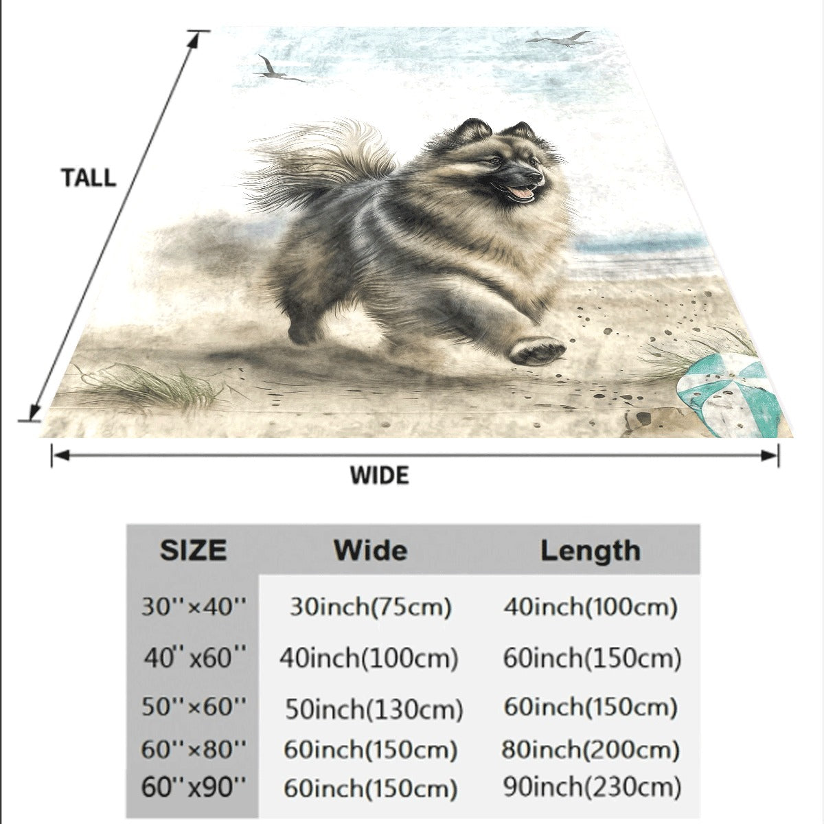 1pc Blanket Single Sided Printed Blanket Keeshond Dog Super Soft Cozy Throw Blanket for Sofa for Home Office Lunch Break