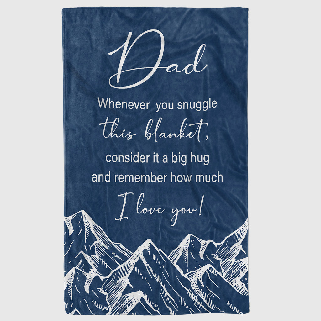 1pc Dad Gift Blanket from Daughter & Son - Soft Flannel ized Parent Name & Photo/ (Contact), French-Style Mountain Design Suitable for Father's Day, Birthday, Christmas - Cozy or Couch Throw