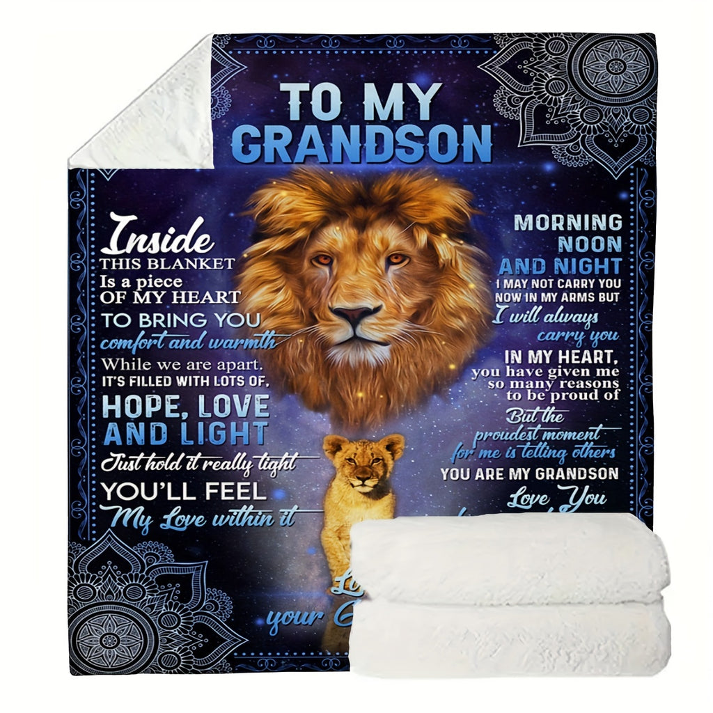 Shippednextday Lion Print Flannel Blanket, Conveying The Message of to Grandchildren, Suitable for Sofas, Beds, Offices, Camping, Travel, Home Decoration, Is The Perfect Holiday Gift from Grandmother